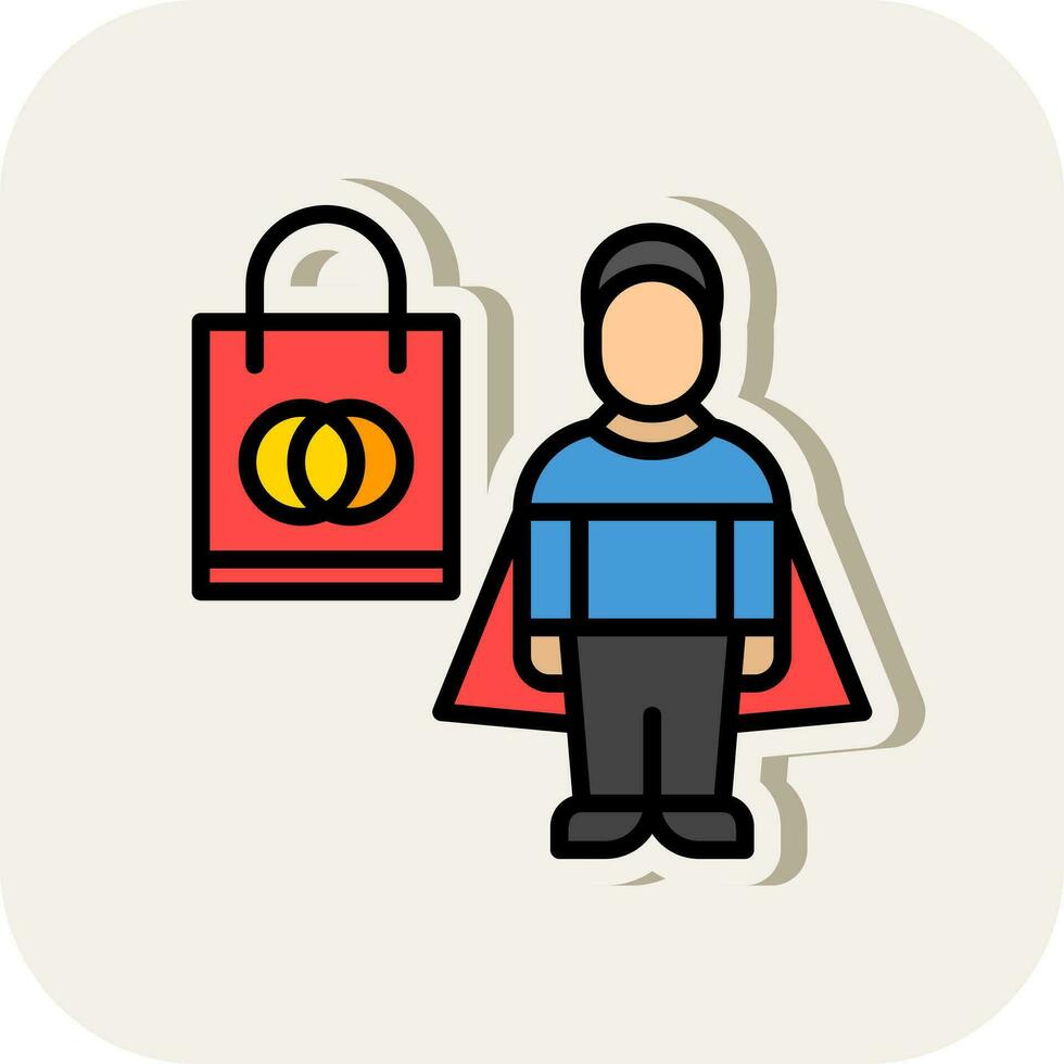 Shopping Superhero Vector Icon Design