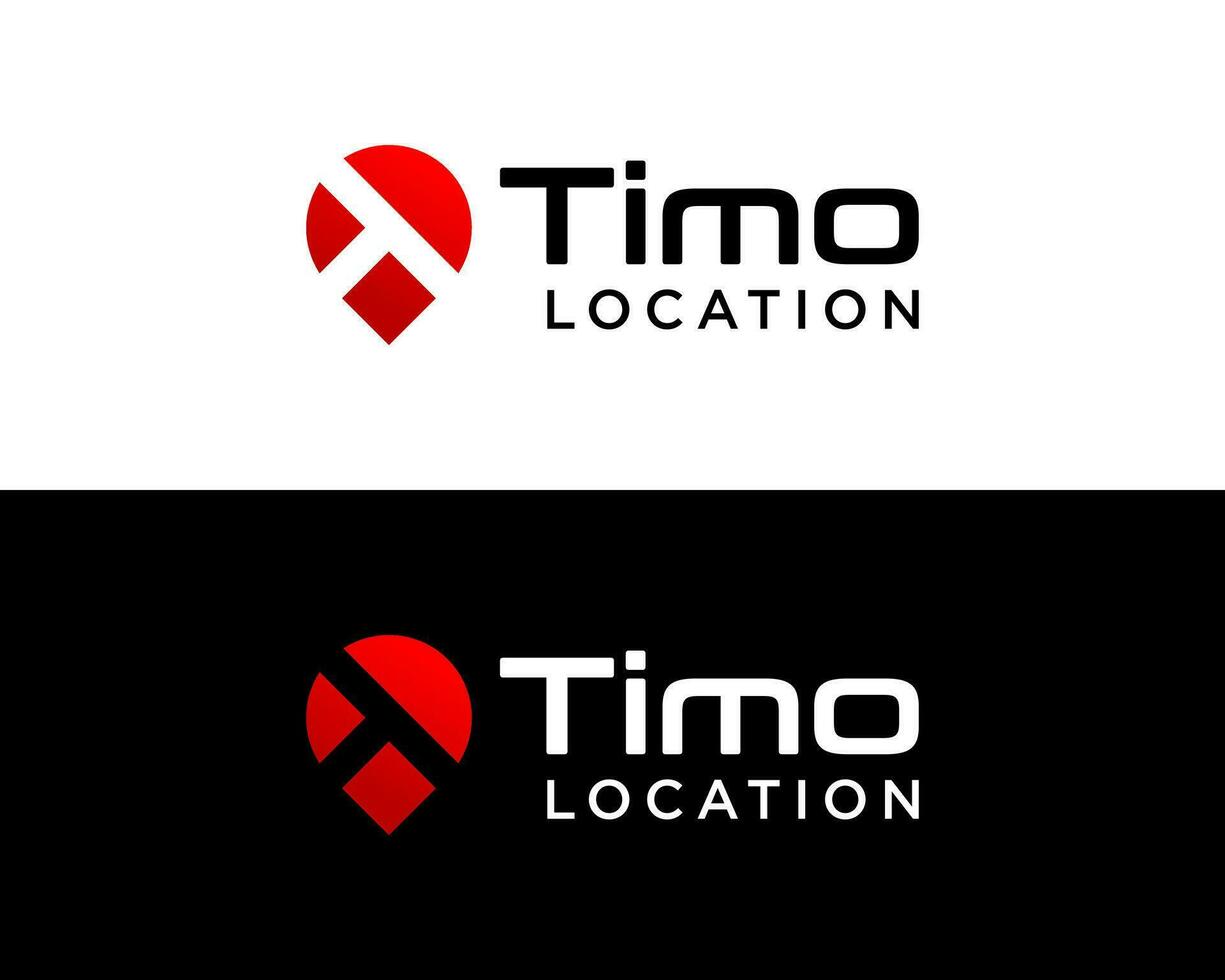 Letter T monogram location logo design. vector