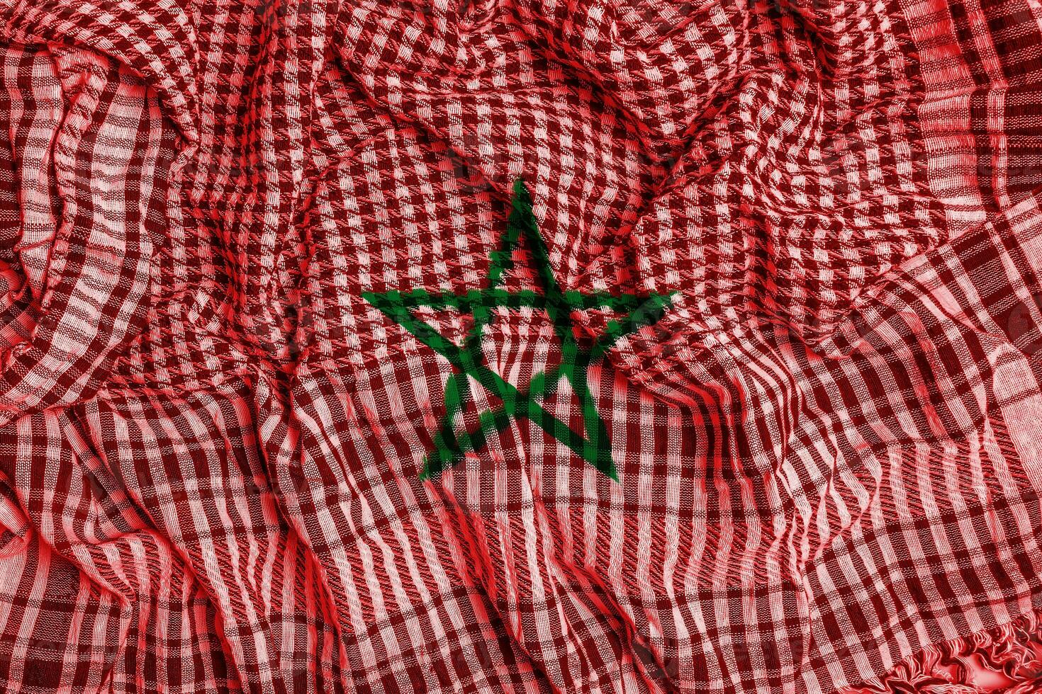 Flag of Kingdom of Morocco on a textured background. Concept collage. photo