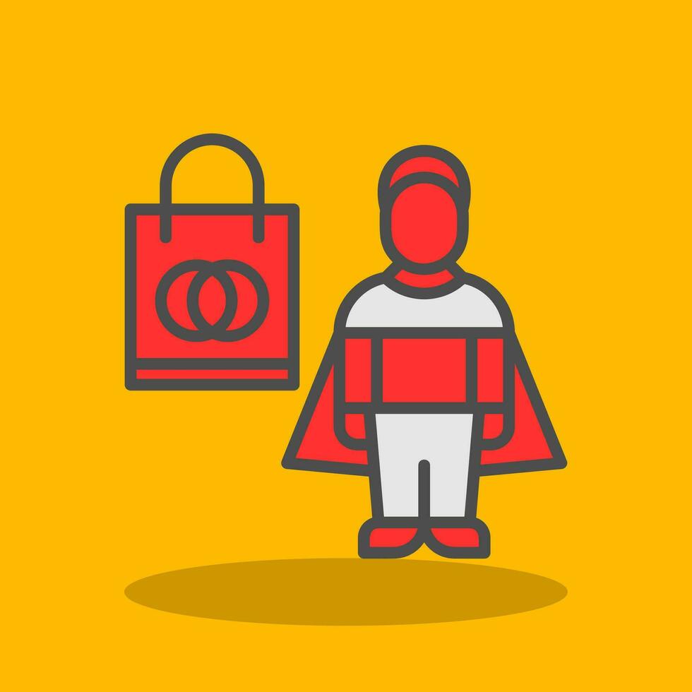 Shopping Superhero Vector Icon Design