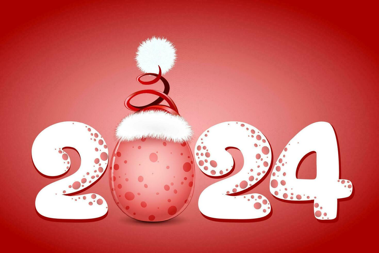 Cartoon red dragon egg in Santa hat, 2023 new year number. Christmas, new year concept vector