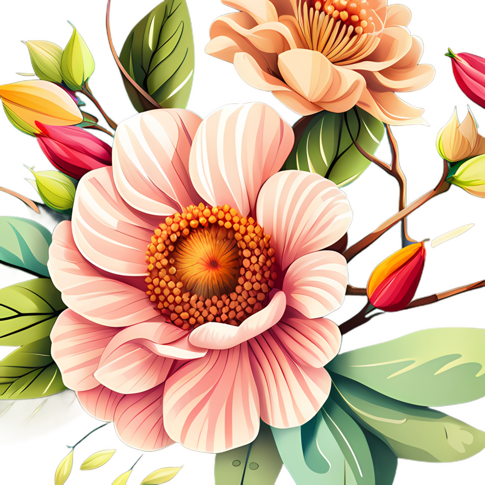 Beautiful floral design wedding invitation with AI Generative png