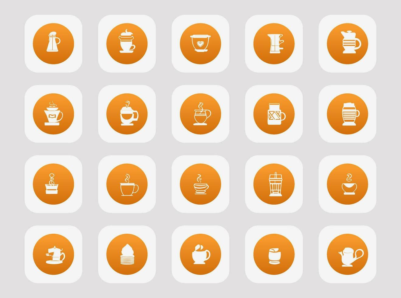 Coffee Icon Set Gradient Circular Outline Style vector