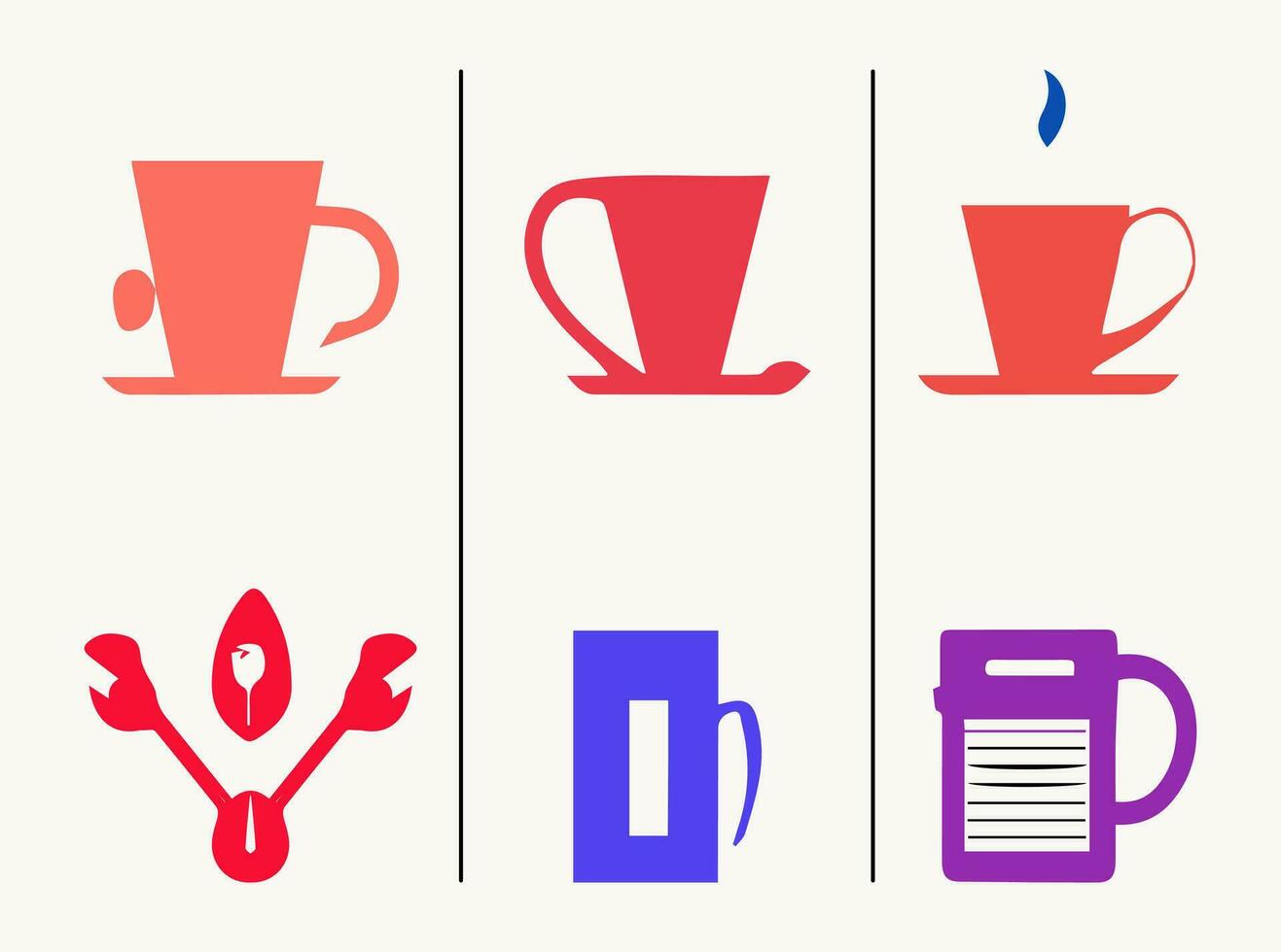 café taza icono conjunto tazas de café té colección caliente bebida icono vector ilustración