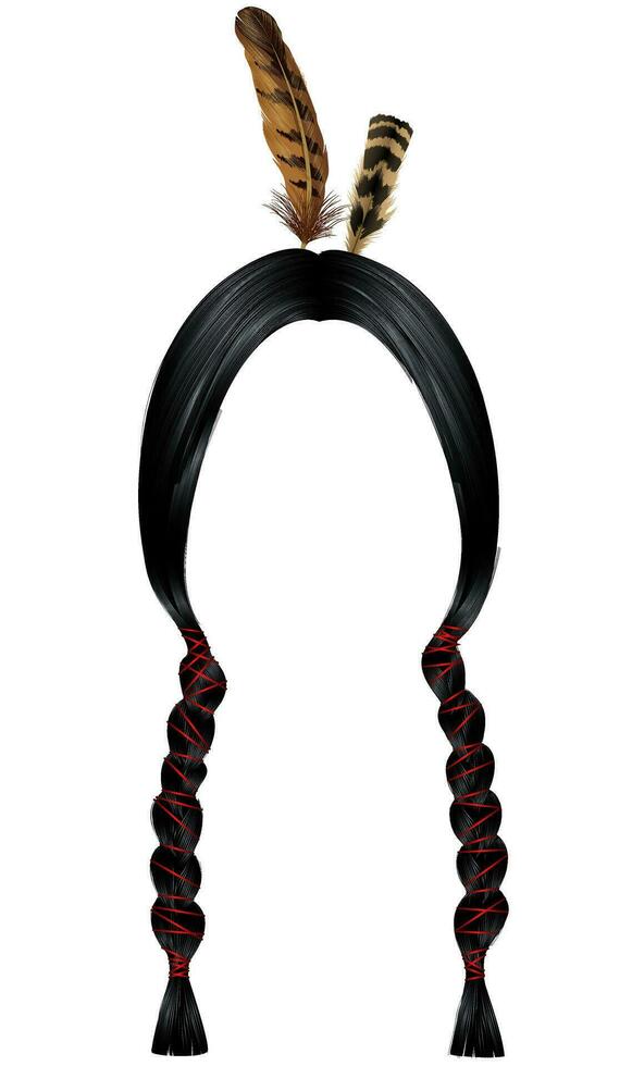 Indian  hat with feathers.  ethnic  tradition costume . vector