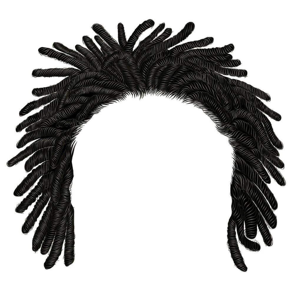 trendy african long  hair dreadlocks . realistic  3d . fashion beauty style . vector