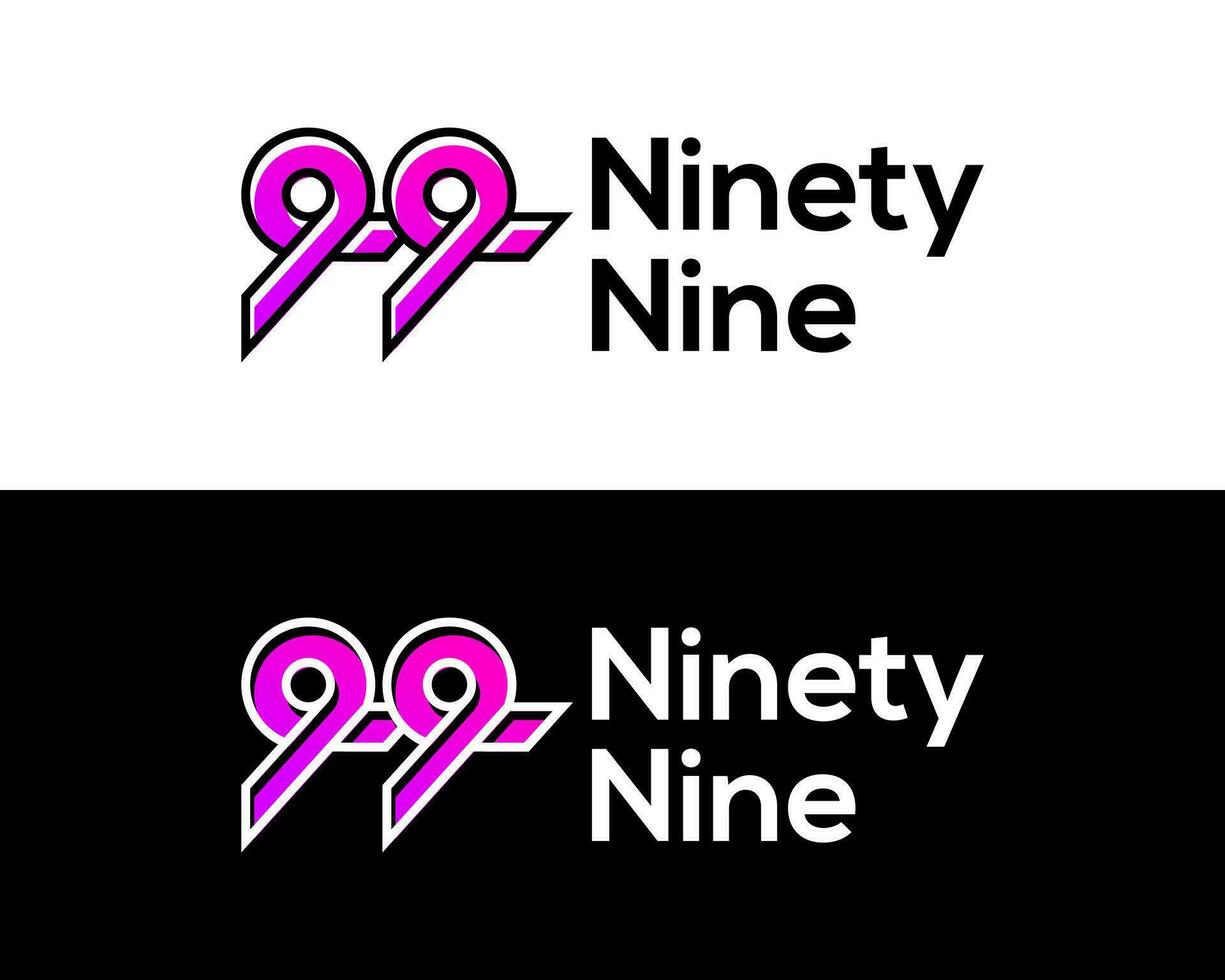 Simple geometric number 99 logo design. vector