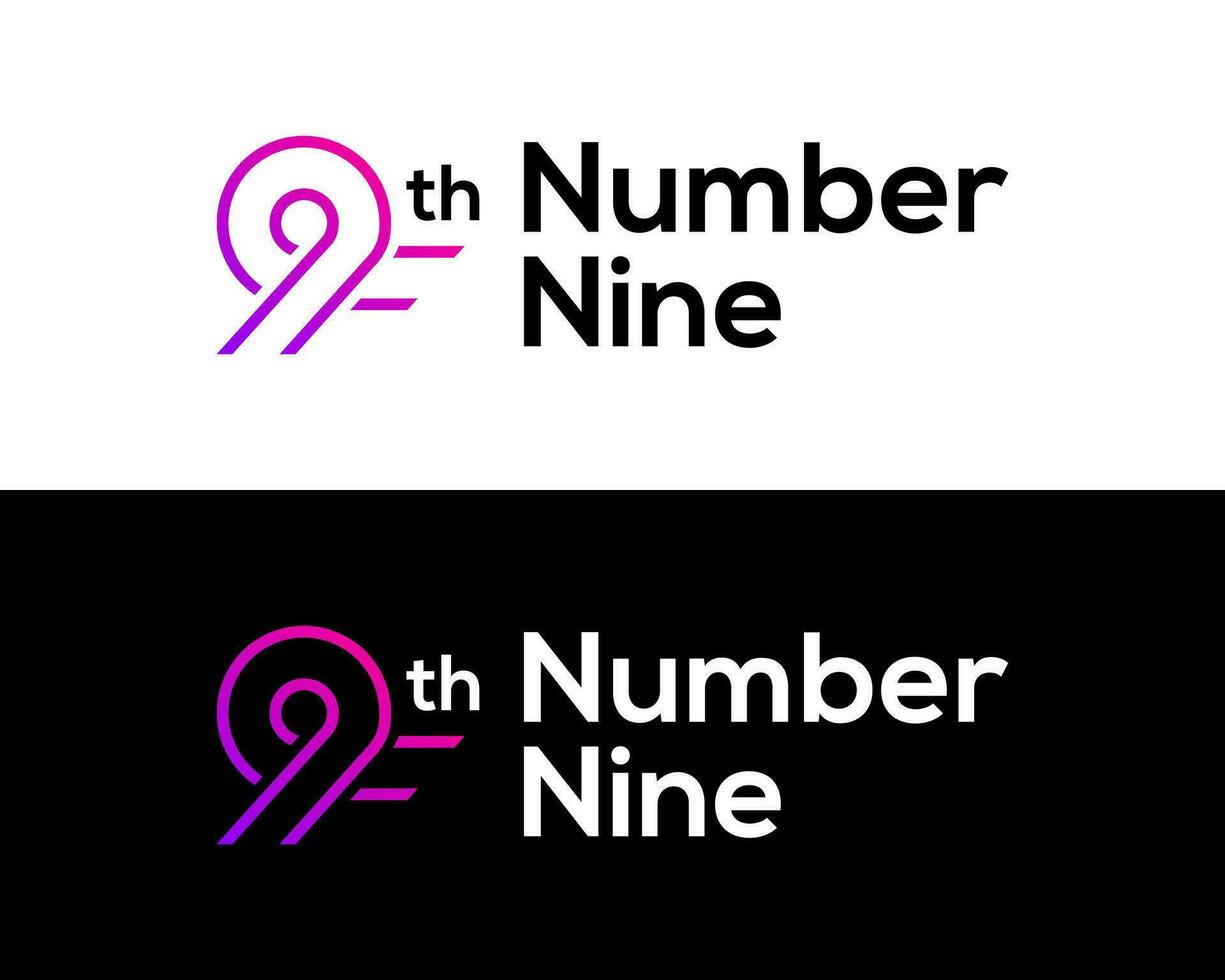 Celebration of the ninth anniversary logo design. vector
