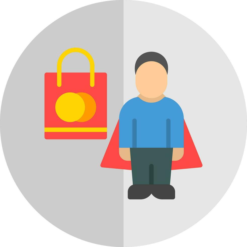 Shopping Superhero Vector Icon Design