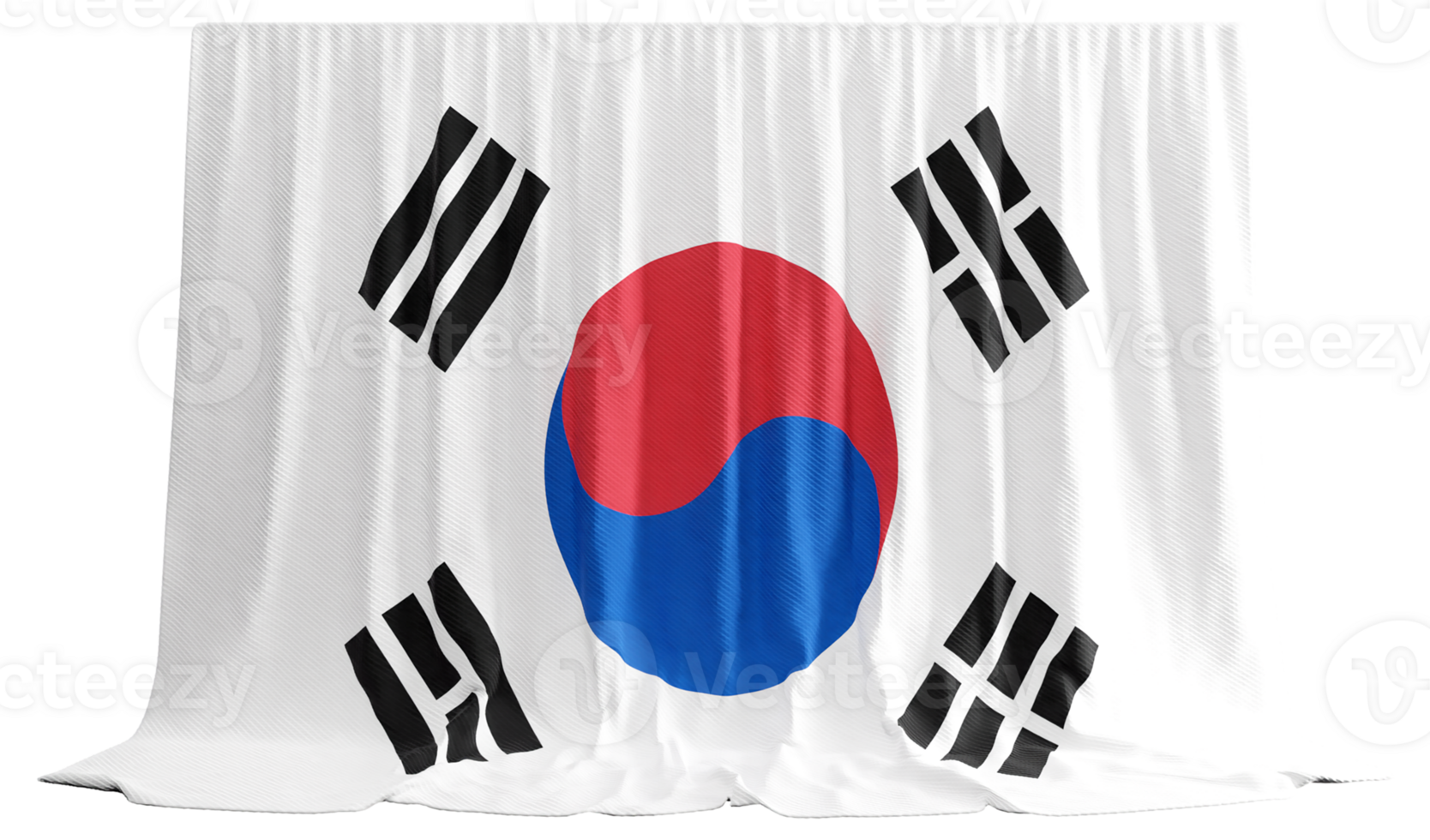 South Korea Flag Curtain in 3D Rendering called Flag of South Korea png