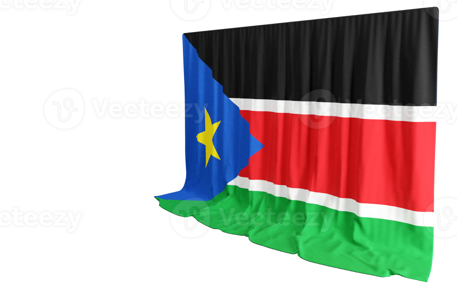 South Sudan Flag Curtain in 3D Rendering called Flag of South Sudan png