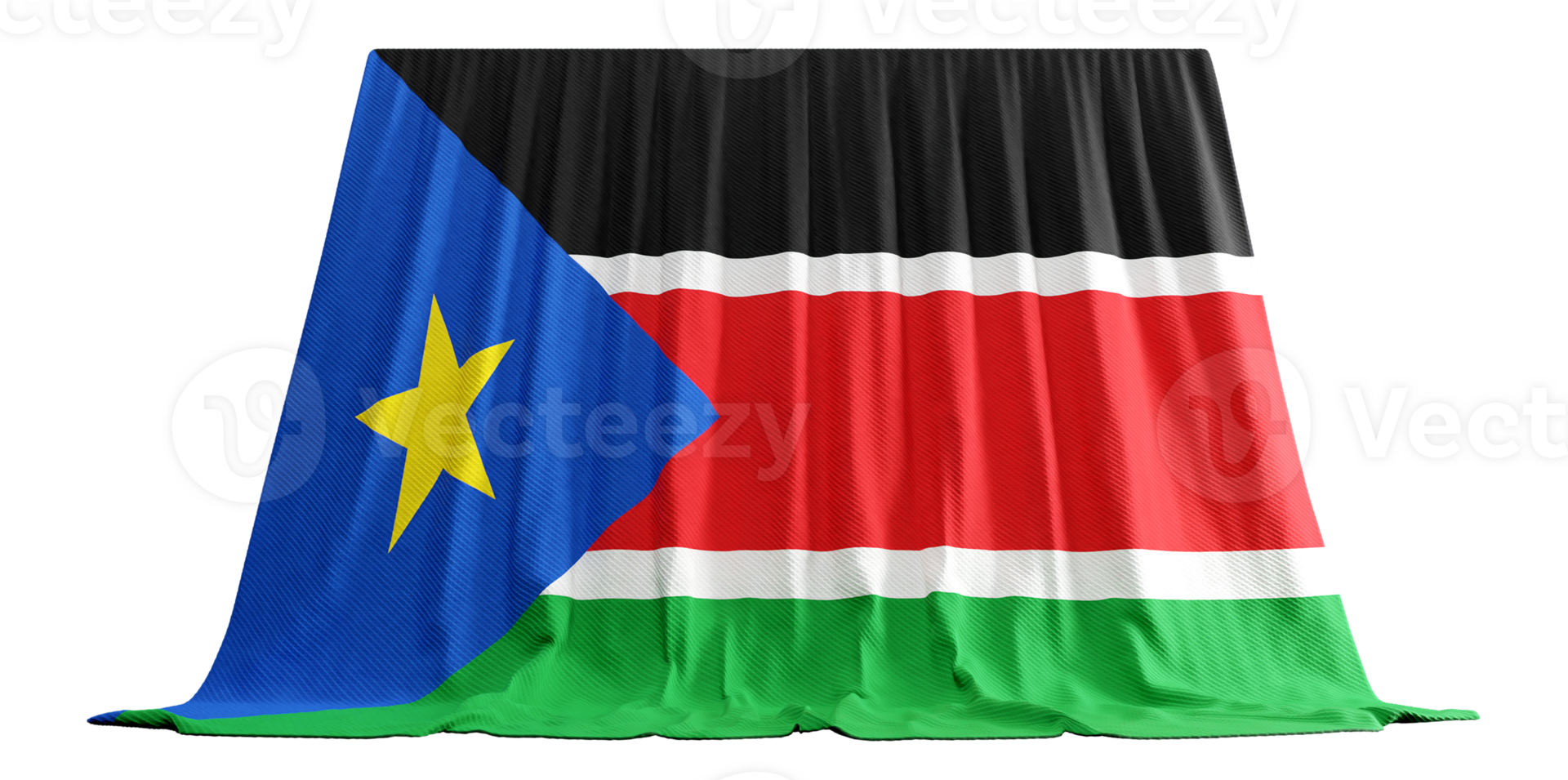 South Sudan Flag Curtain in 3D Rendering called Flag of South Sudan png