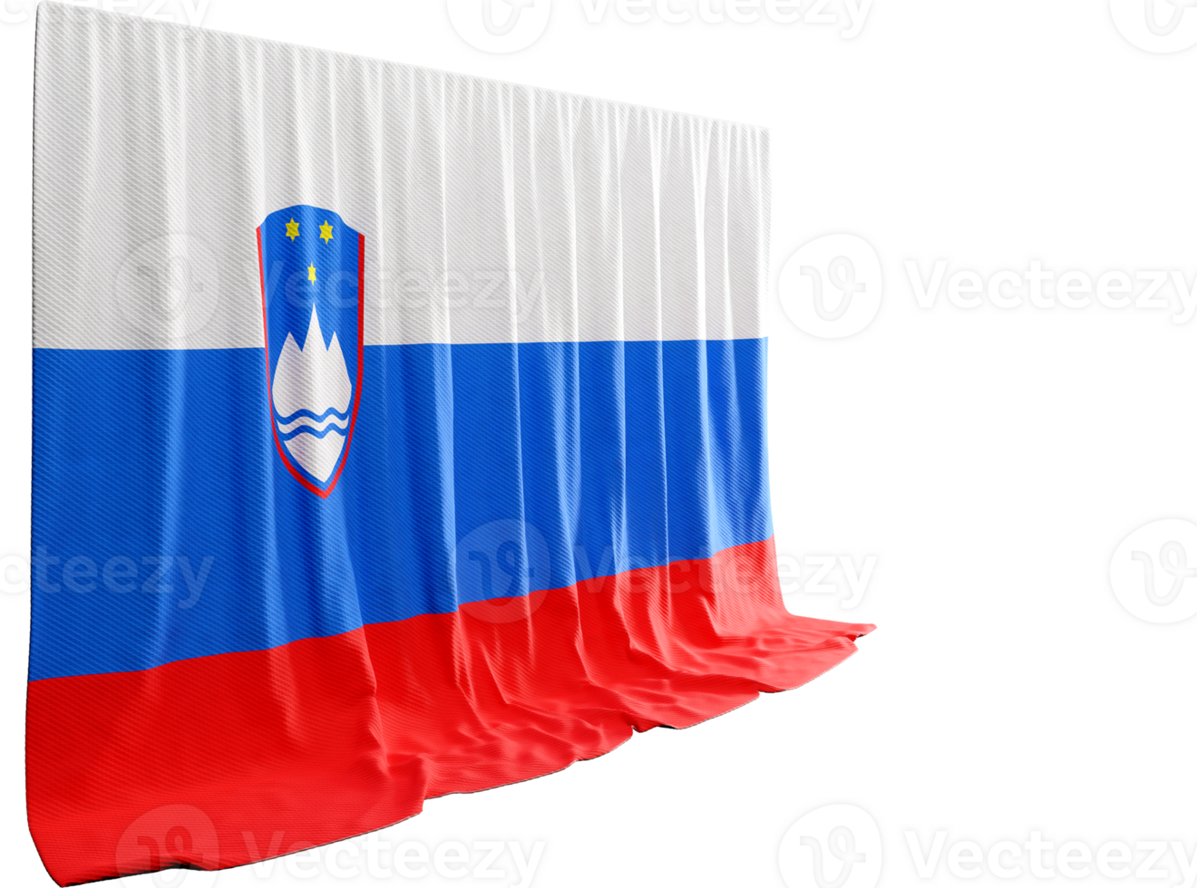 Slovenia Flag Curtain in 3D Rendering called Flag of Slovenia png