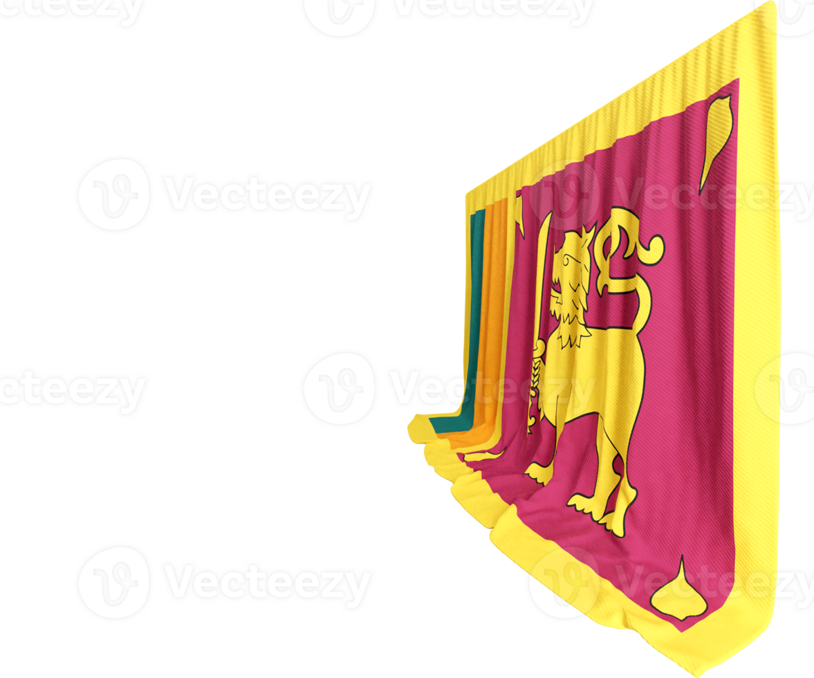Sri Lanka Flag Curtain in 3D Rendering called Flag of Sri Lanka png