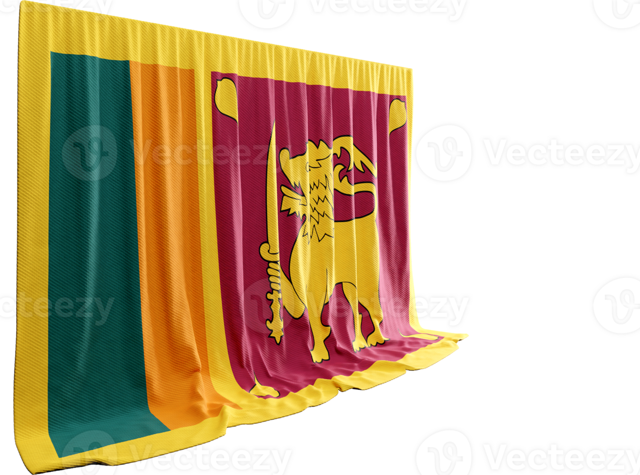 Sri Lanka Flag Curtain in 3D Rendering called Flag of Sri Lanka png