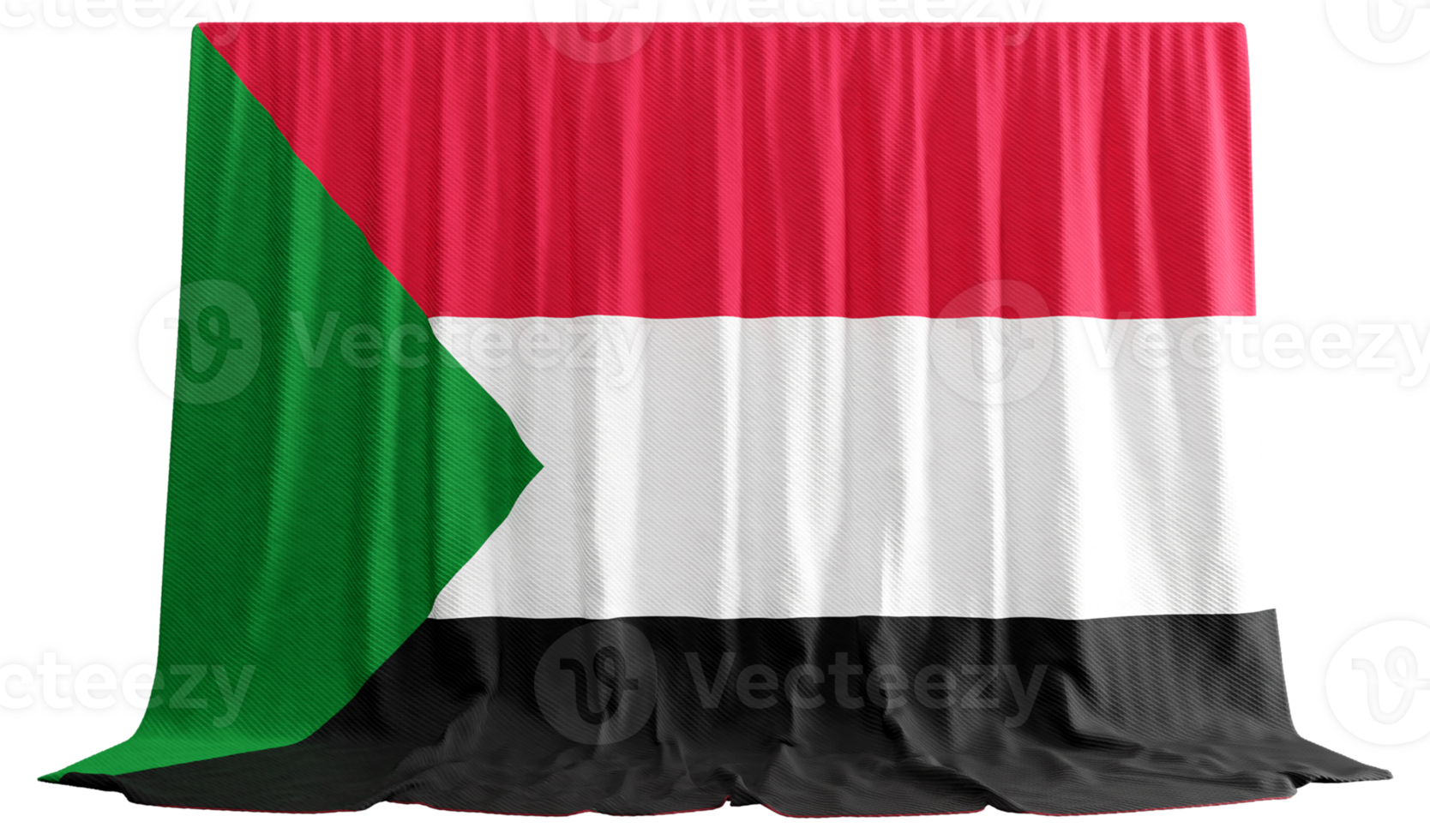 Sudan Flag Curtain in 3D Rendering called Flag of Sudan png