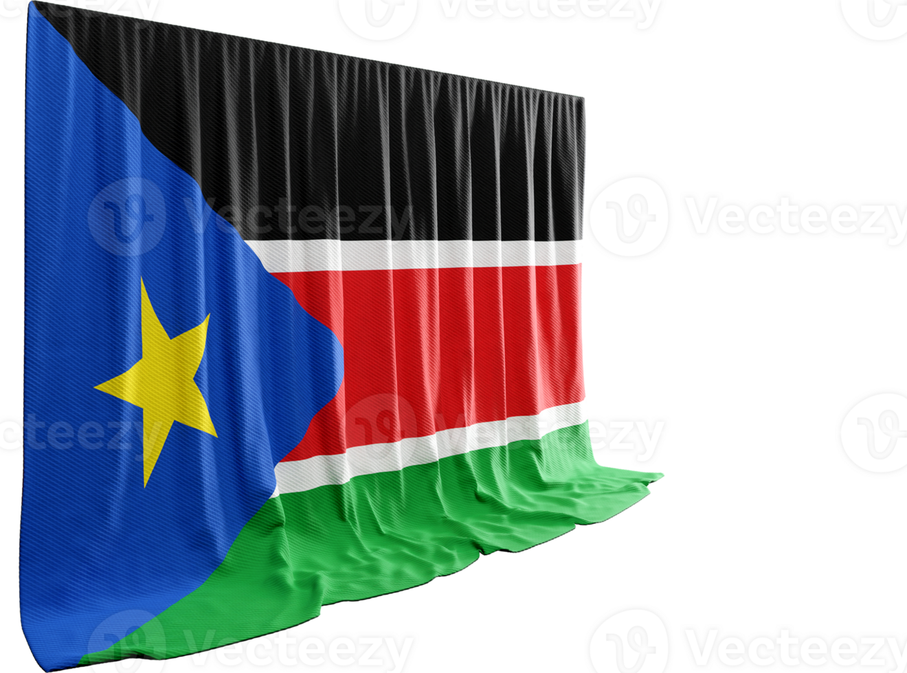South Sudan Flag Curtain in 3D Rendering called Flag of South Sudan png