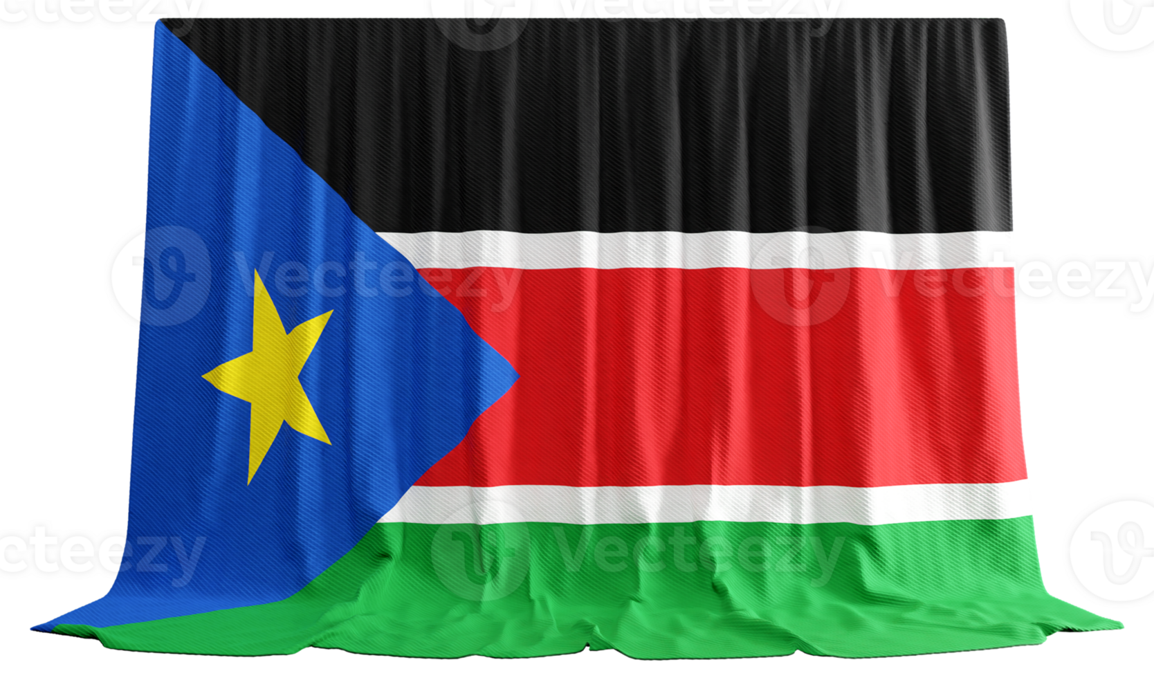 South Sudan Flag Curtain in 3D Rendering called Flag of South Sudan png