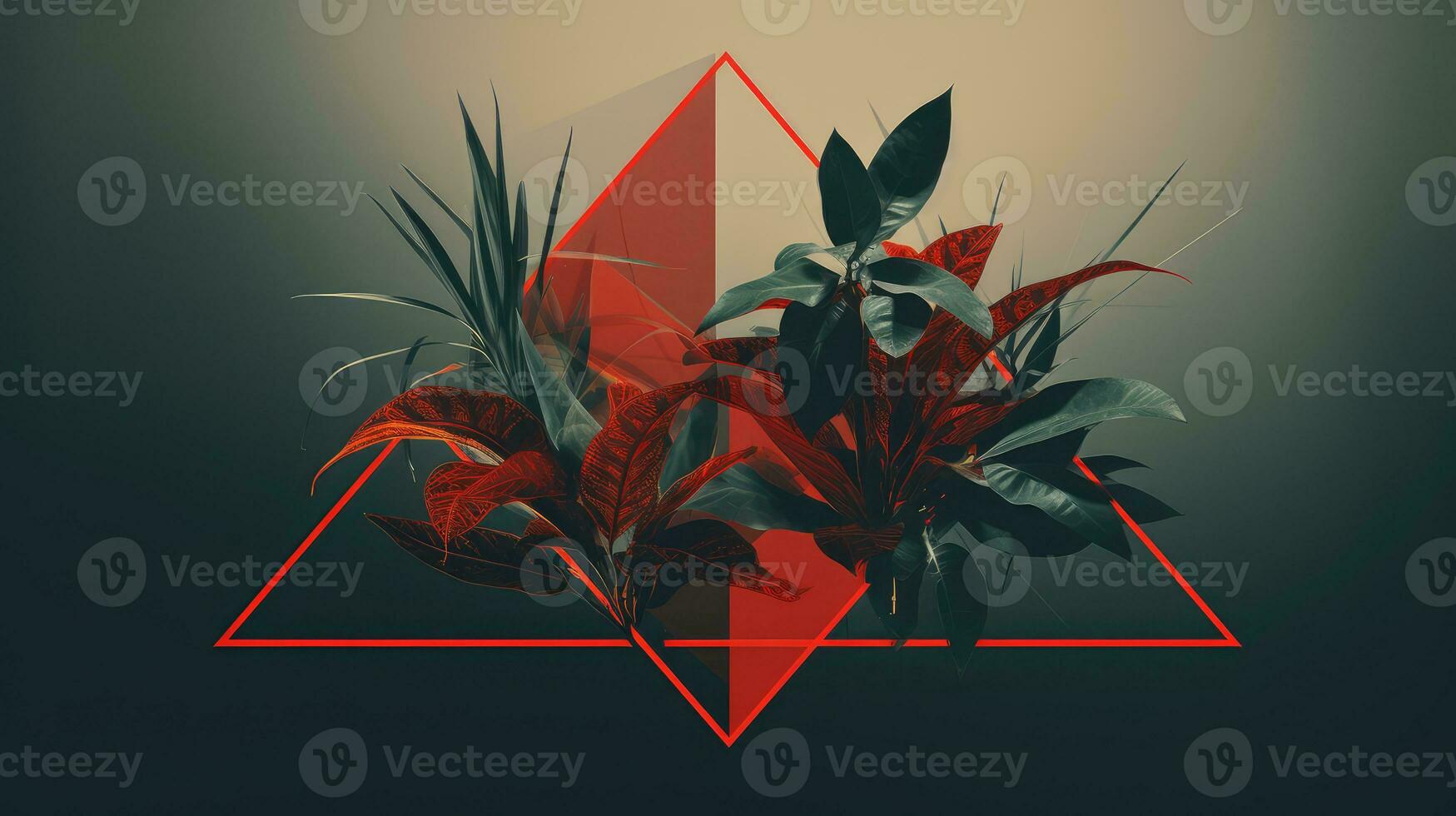 Floral and geometric abstract toned background. Generative AI photo