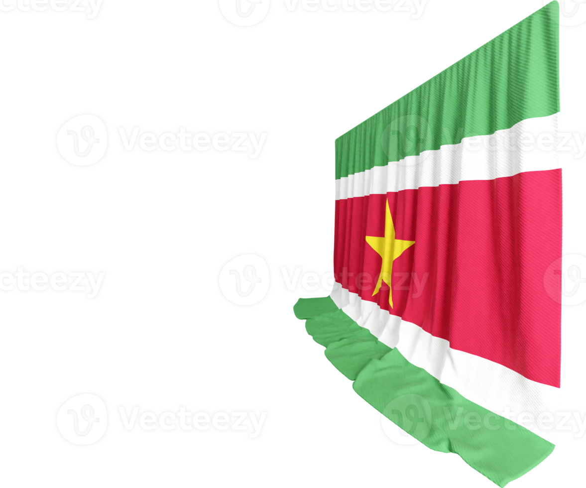 Suriname Flag Curtain in 3D Rendering called Flag of Suriname png