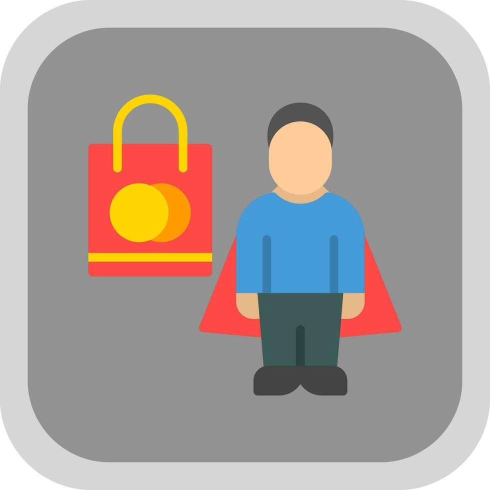 Shopping Superhero Vector Icon Design