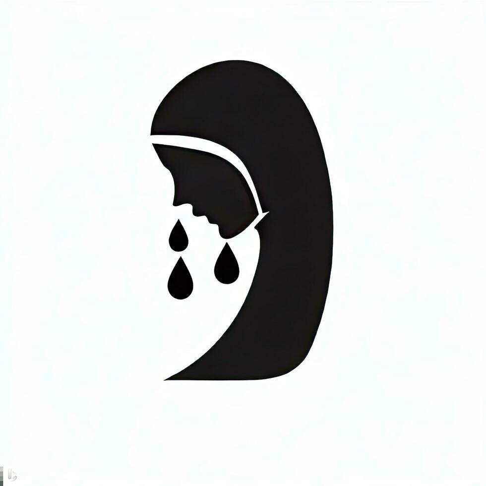 Silhouette of woman head with tear water drops, vector illustration. AI Generated. photo