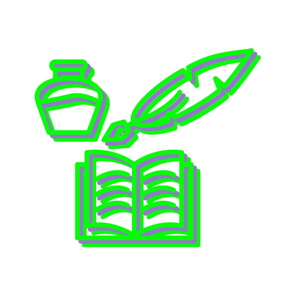 icono de vector de pluma y libro único