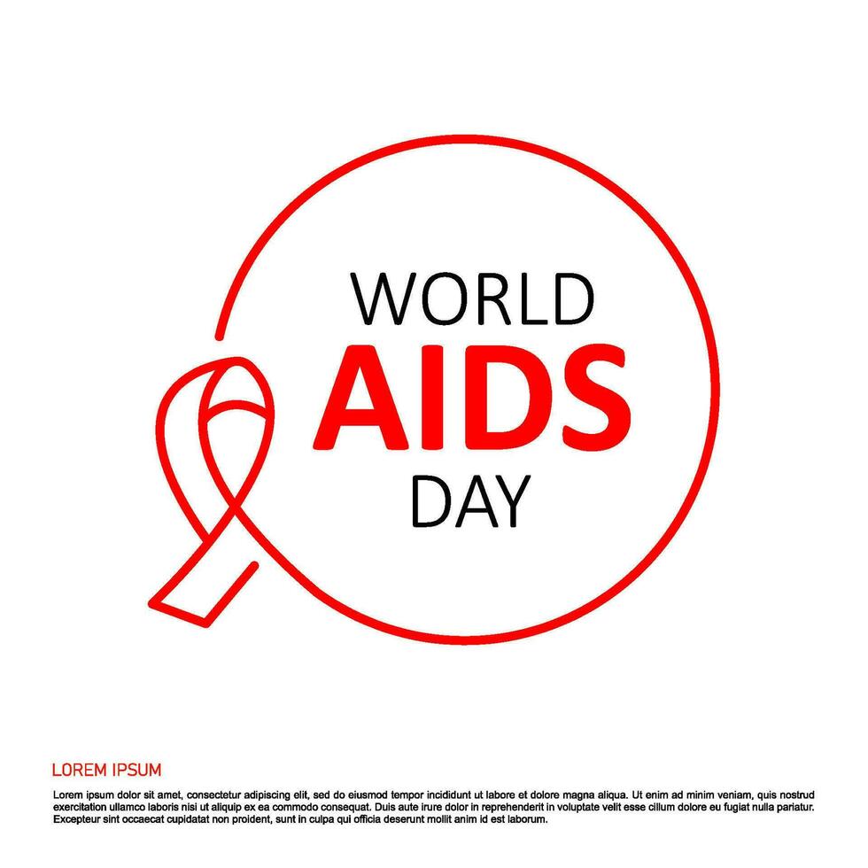 World AIDS Day red ribbon. Aids Awareness design for poster, banner, t-shirt - Isolated vector illustration