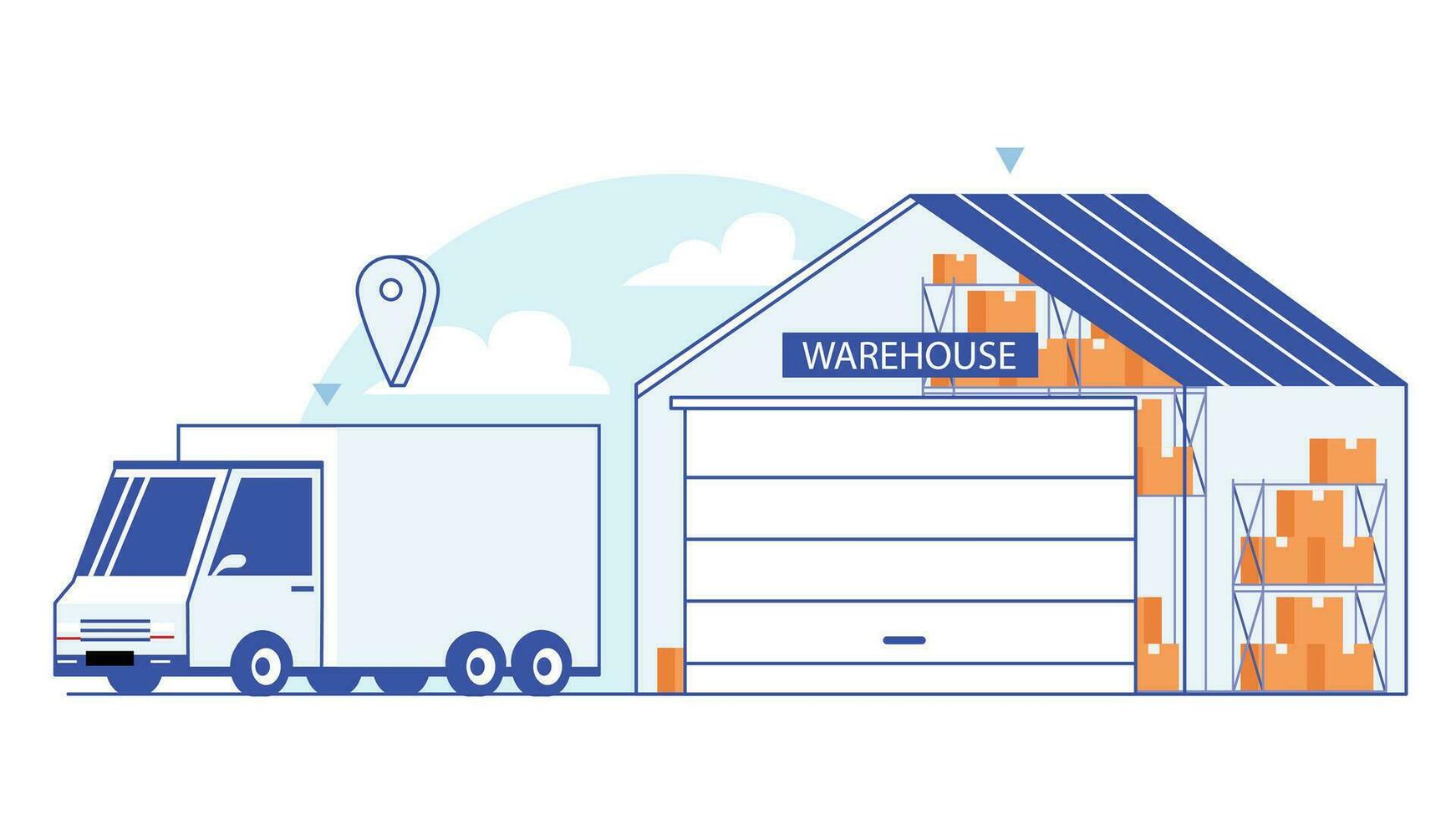 Simple Warehouse Concept illustration, High quality vector. Free Vector