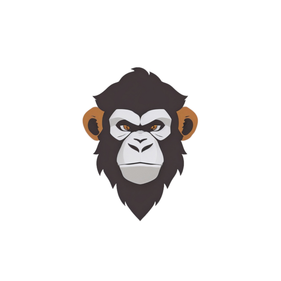 Monkey head logo illustration PNG transparent background ai generative