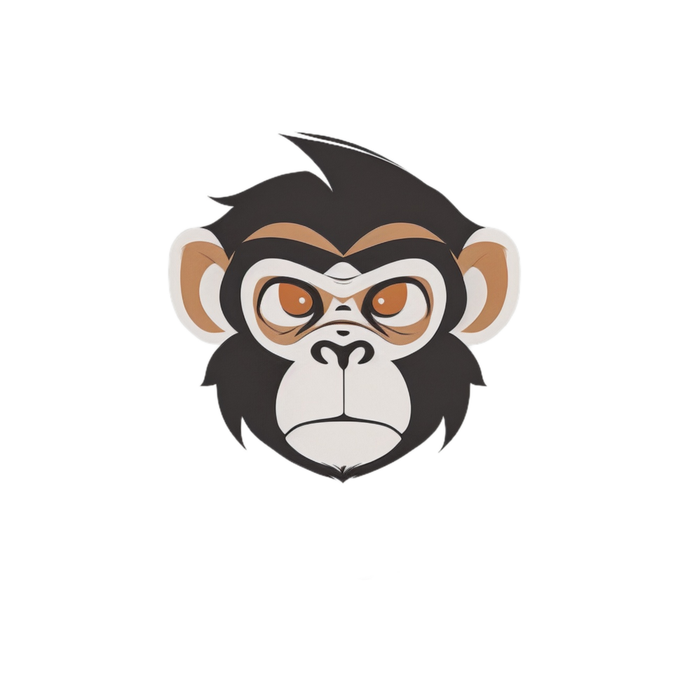 Monkey head logo illustration PNG transparent background ai generative