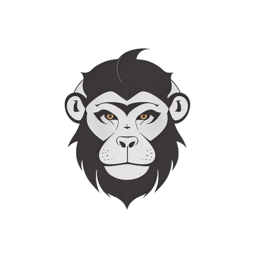 Monkey head logo illustration PNG transparent background ai generative