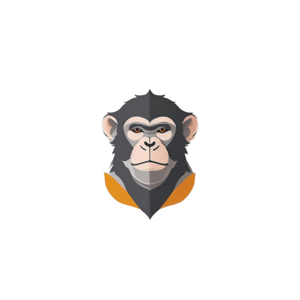 Monkey head logo illustration PNG transparent background ai generative