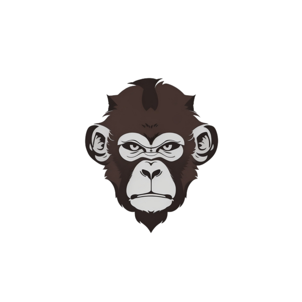 Monkey head logo illustration PNG transparent background ai generative
