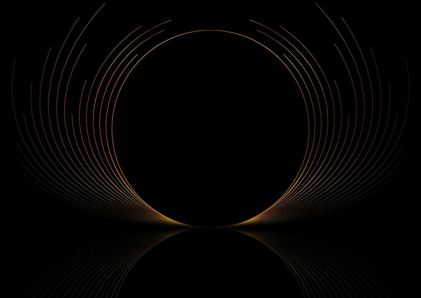 Deluxe golden minimal round lines abstract futuristic tech background vector