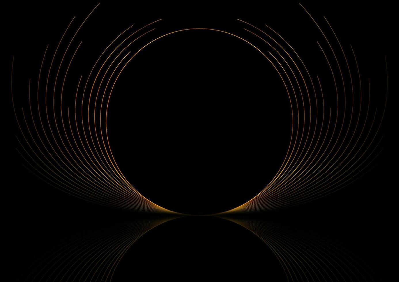 Deluxe golden minimal round lines abstract futuristic tech background vector