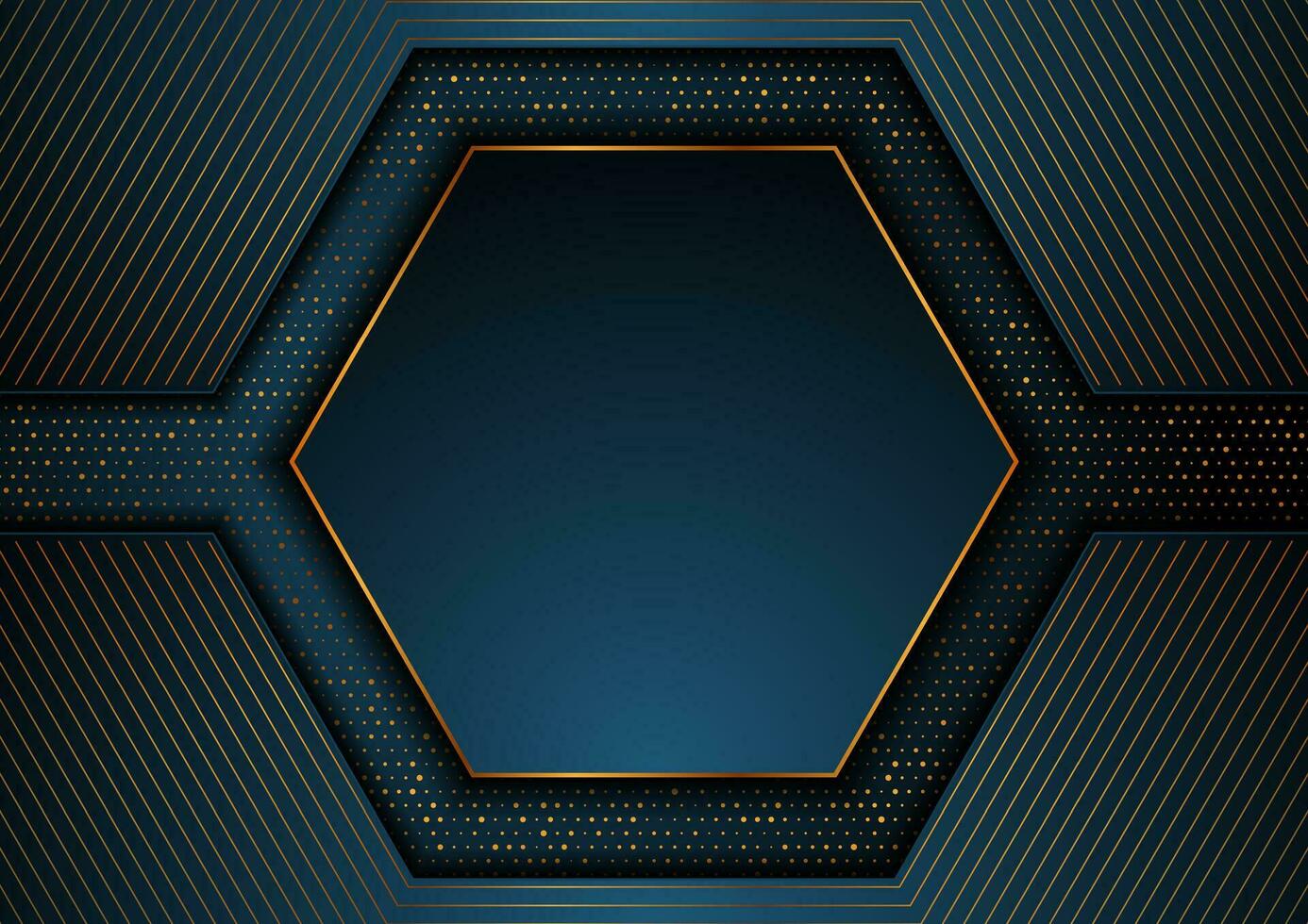 Dark blue and golden abstract tech geometric background vector