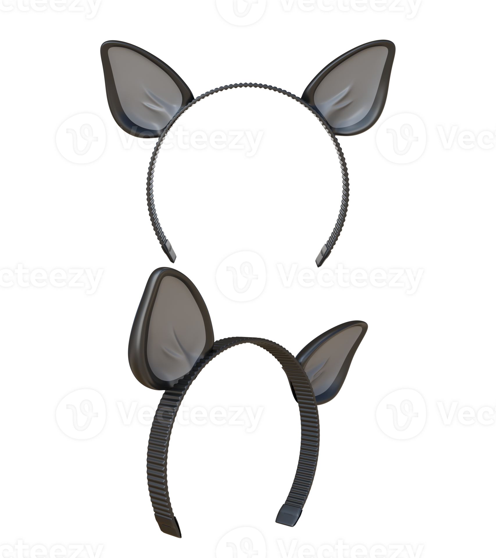 3D Rendering Bat Ears Halloween Headband Front And Frontside View