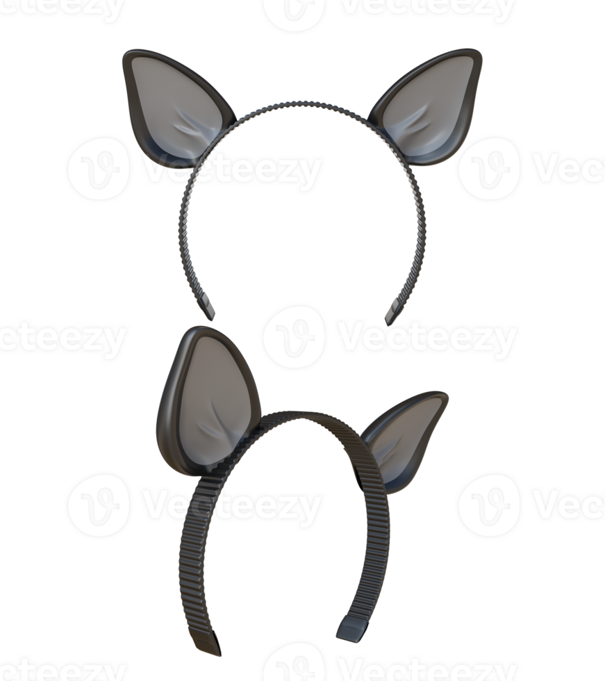 3D Rendering Bat Ears Halloween Headband Front And Frontside View png