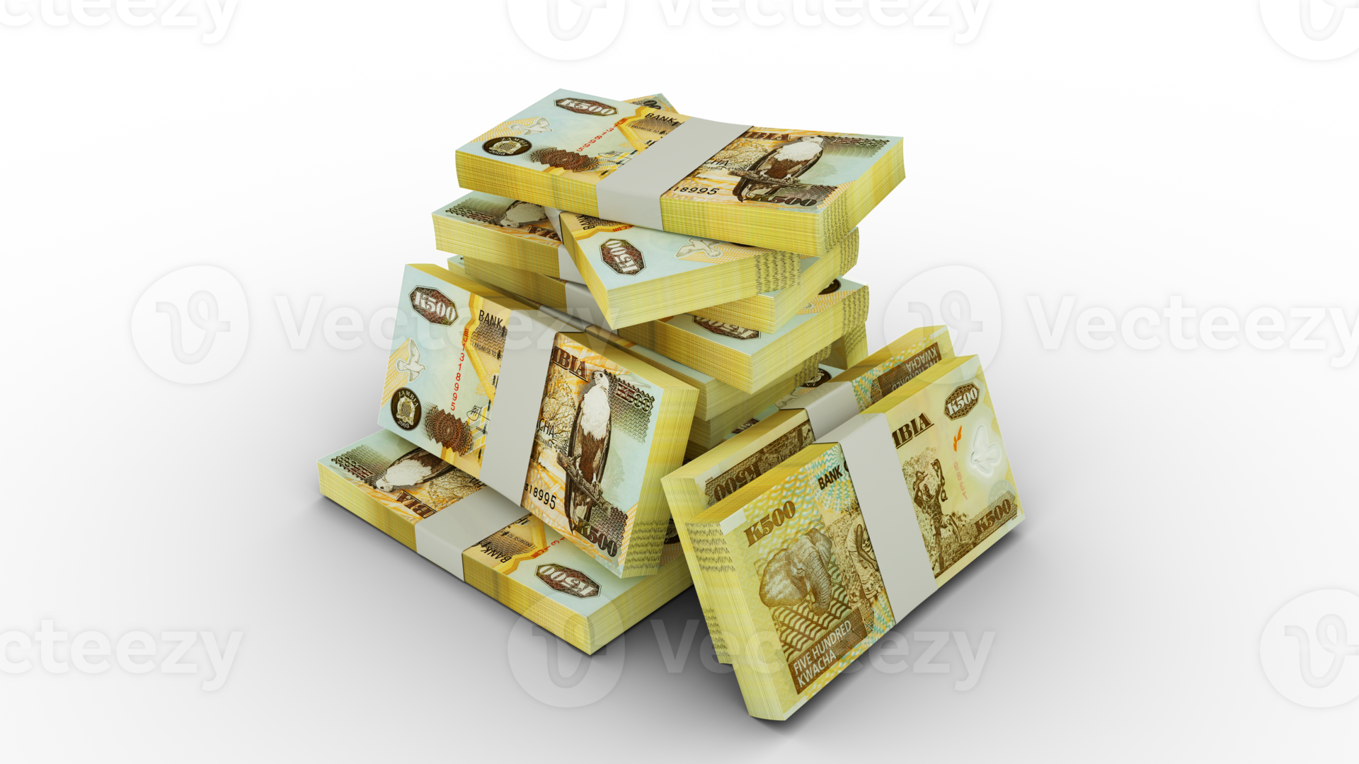 3d Rendering Of Stack Of 500 Zambian Kwacha Notes Bundles Of Zambian s-dafrikanischer-rand-scheine-m-nzen-und-entwicklung-des-zar