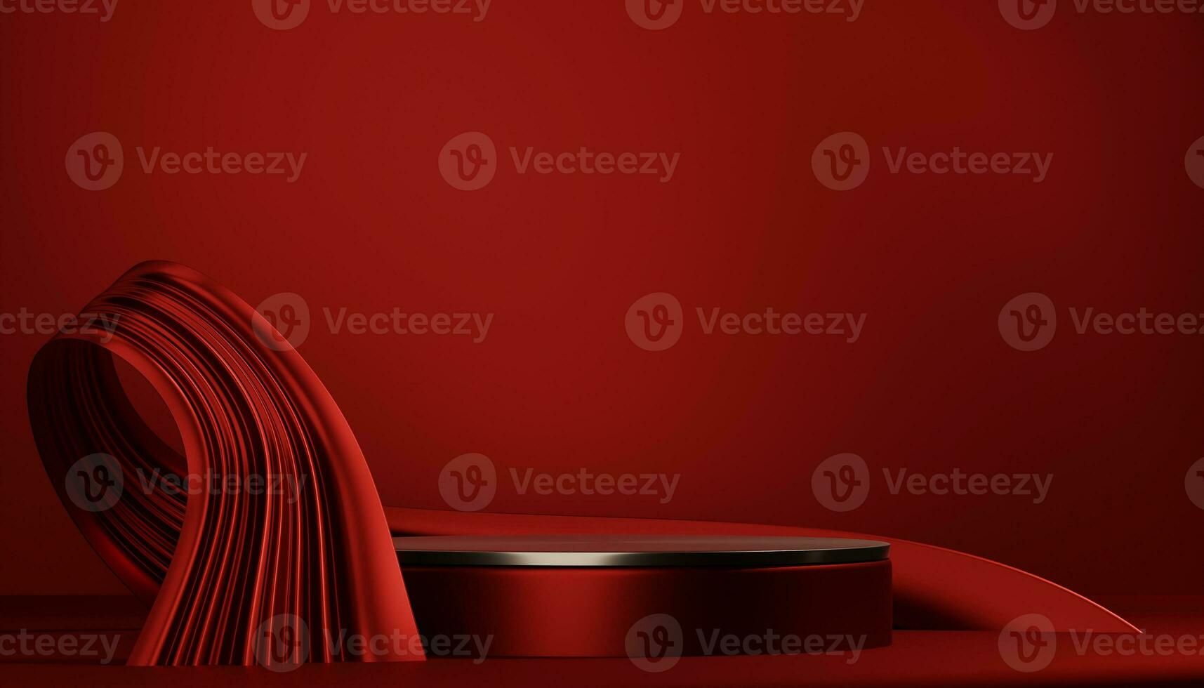 Red stage podium decoration suitable for products.3D rendering photo