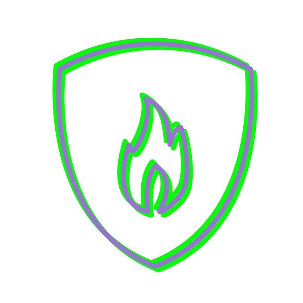 icono de vector de escudo de fuego único