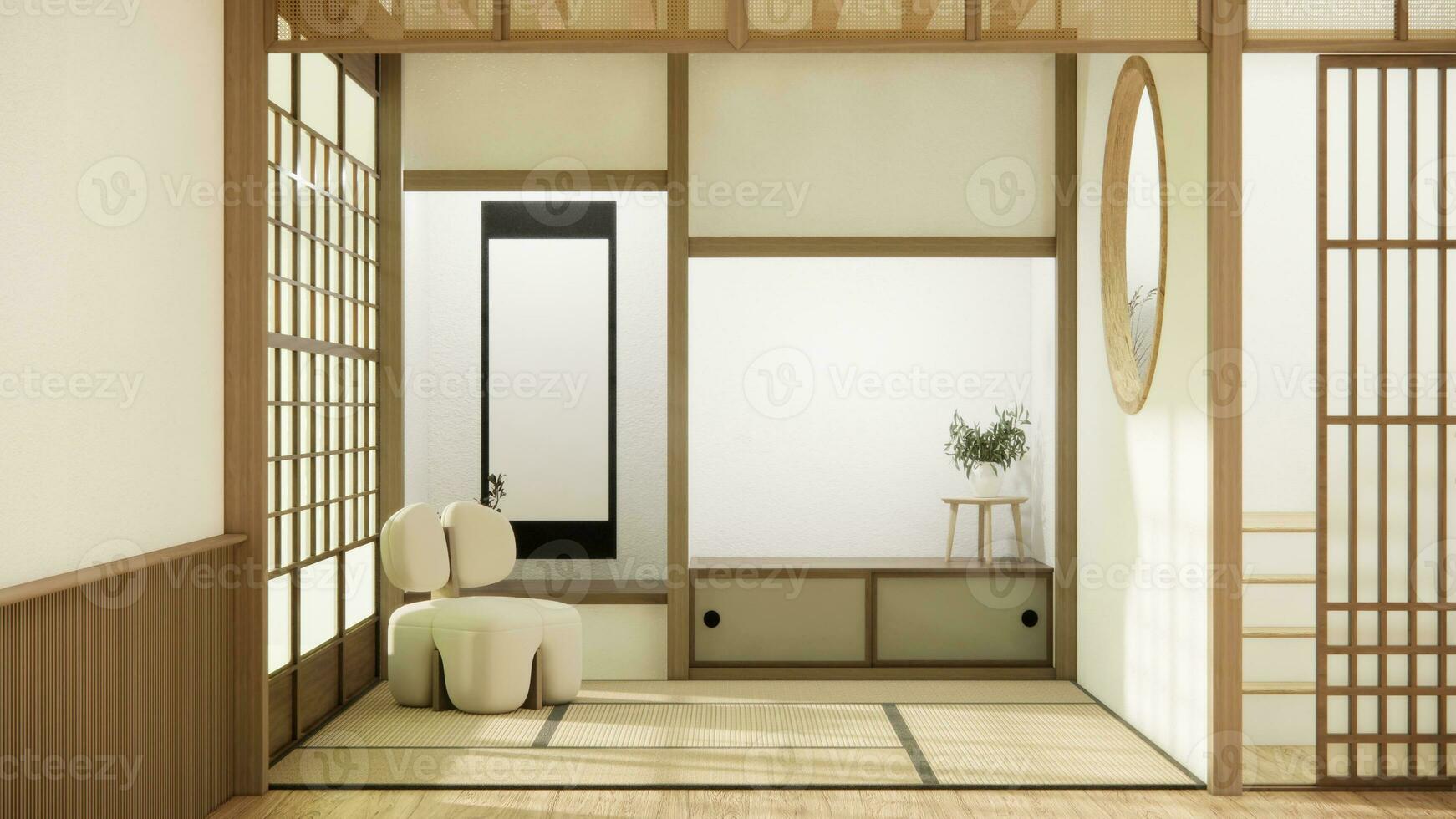 Nihon room design interior with door paper and wall room japanese style. photo