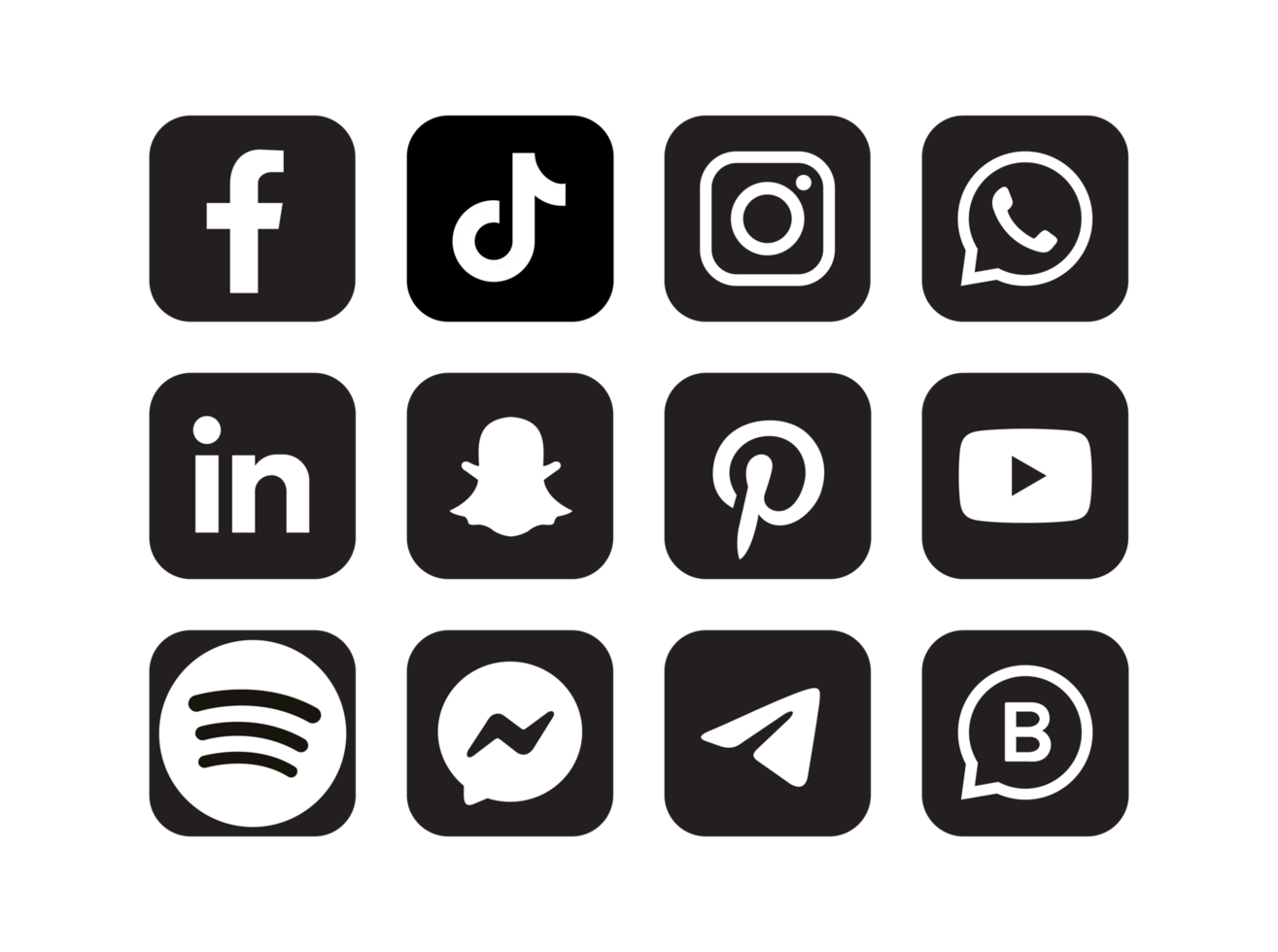 Set of social media icons, editable vector png