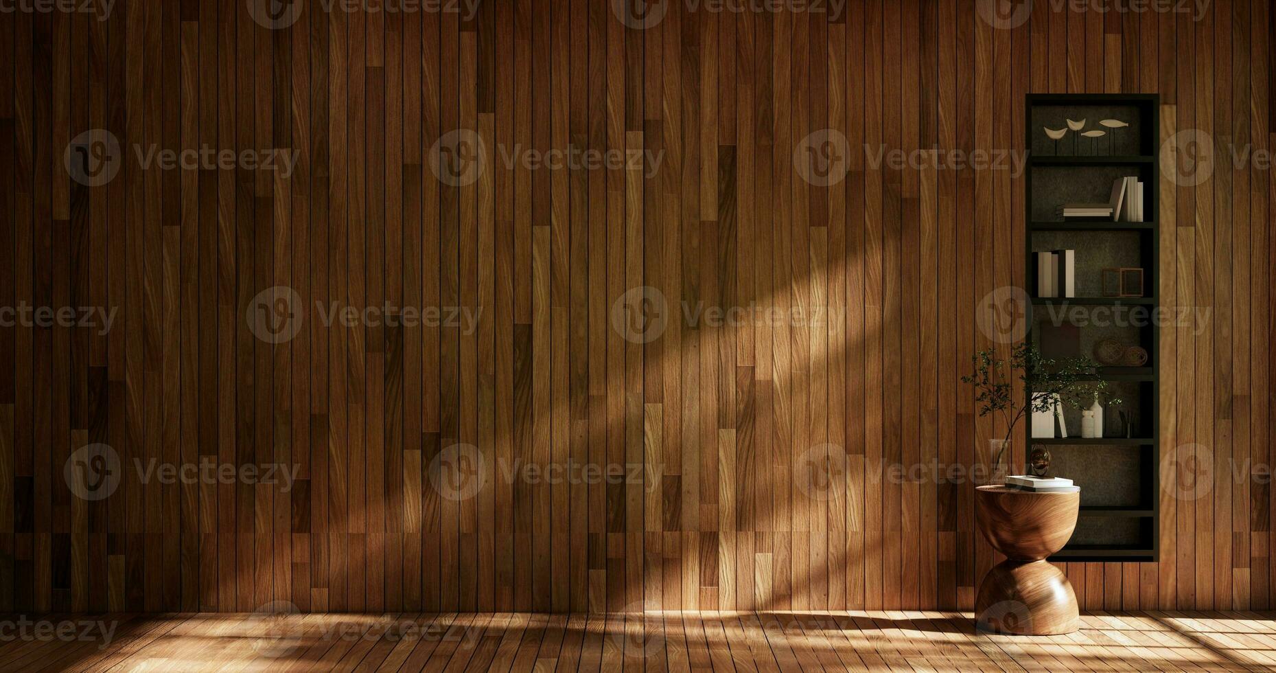 Cleaning empty room interior japandi wabi sabi style.3D rendering photo