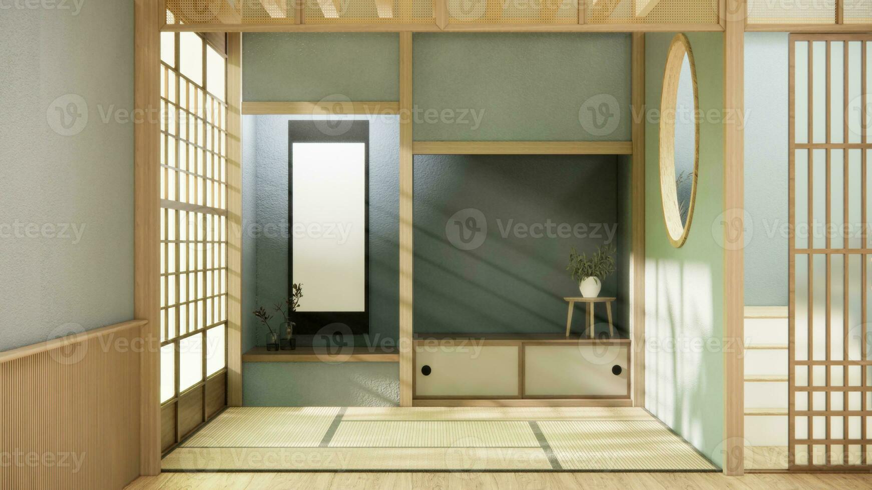 Nihon room design interior with door paper and wall room japanese style. photo