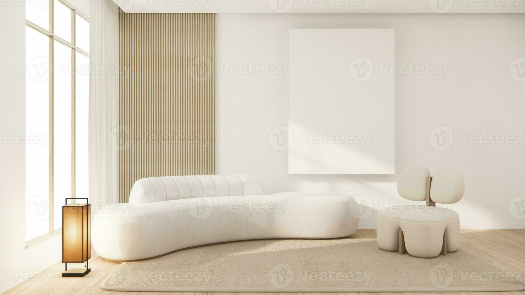 sofá Sillón minimalista diseño muji estilo.3d representación foto