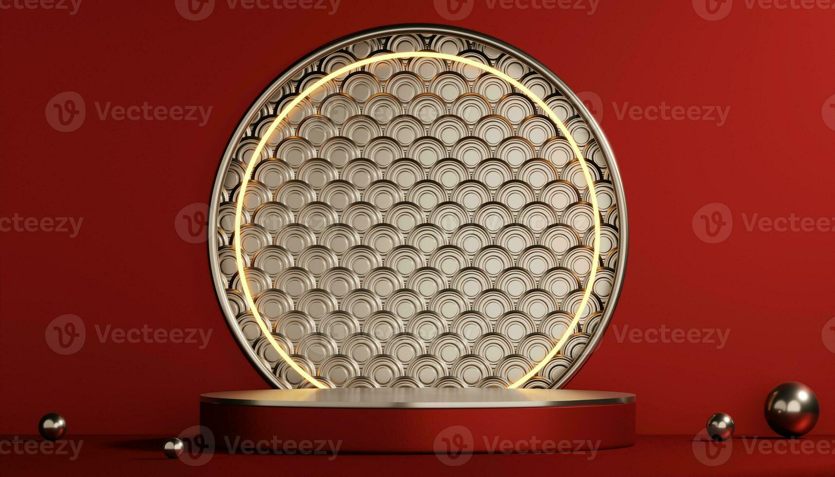 Red podium show cosmetic product geometric photo