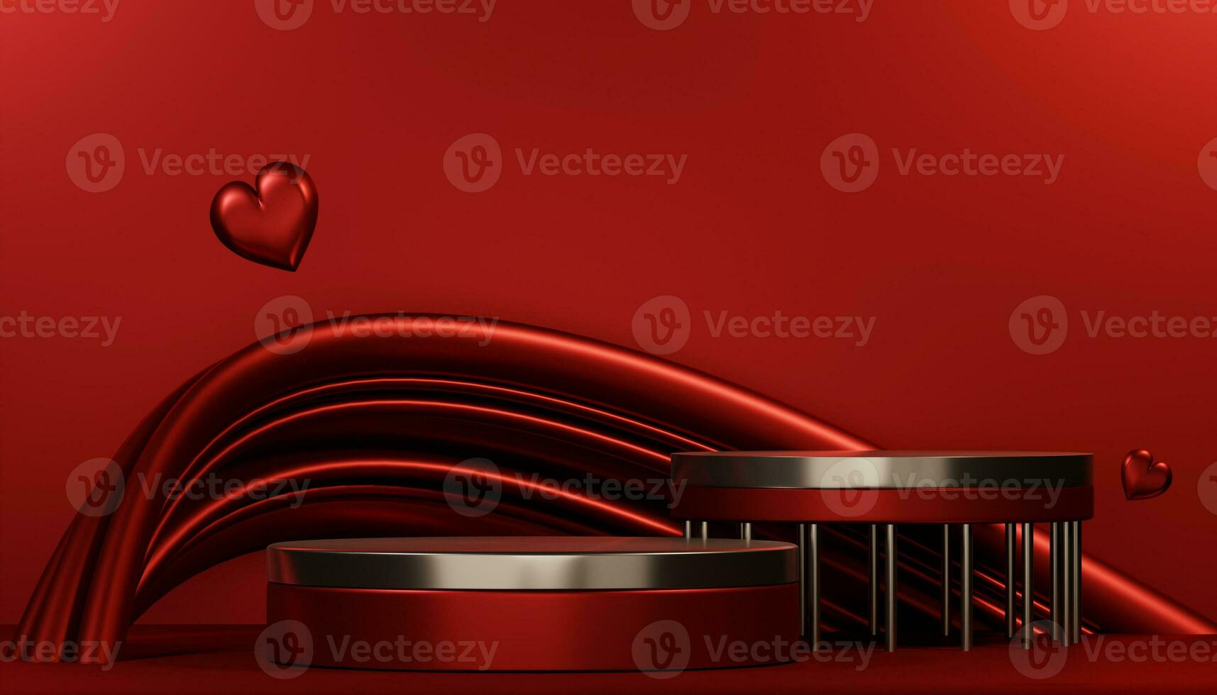 Red podium show cosmetic product geometric photo