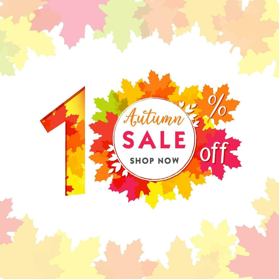 Autumn sale creative number. Fall background vector